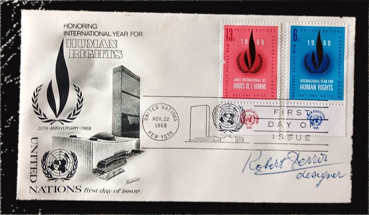 Human Rights flame, signed